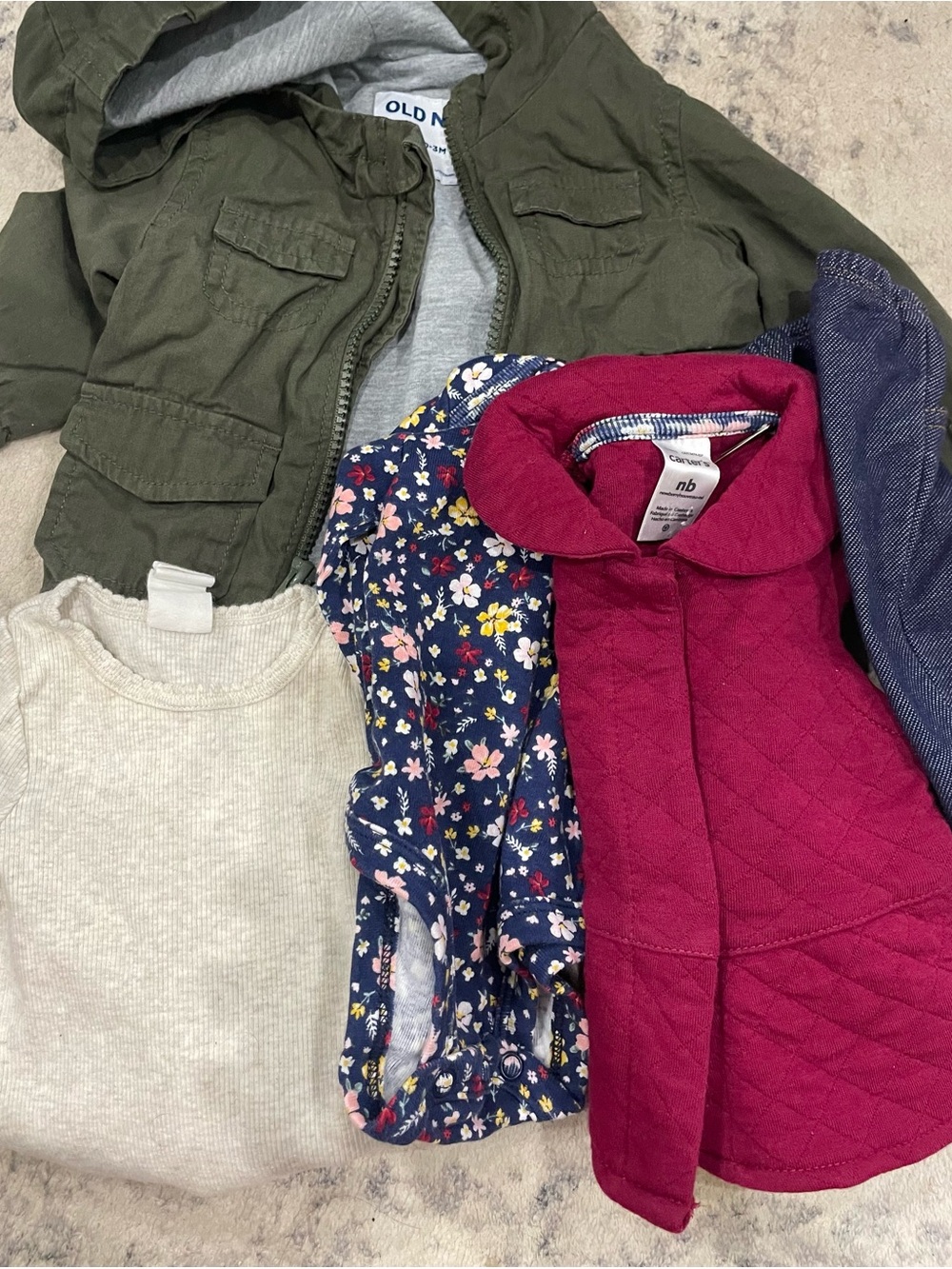 Old Navy infant 0-3 month Olive Utility Jacket and newborn clothes bundle